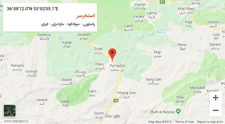 روستای استخرسر بر روی نقشه