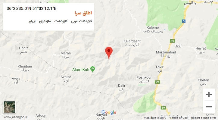 روستای اطاق سرا بر روی نقشه