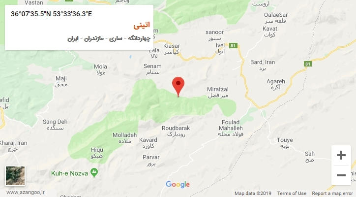 روستای اتینی بر روی نقشه