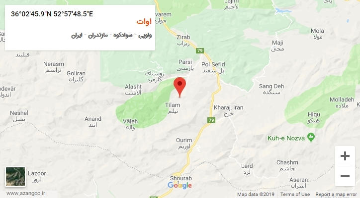 روستای اوات بر روی نقشه