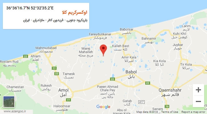 روستای اوکسرکریم کلا بر روی نقشه