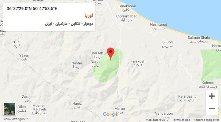 روستای اوریا بر روی نقشه
