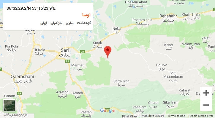 روستای اوسا بر روی نقشه