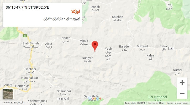 روستای اوزکلا بر روی نقشه