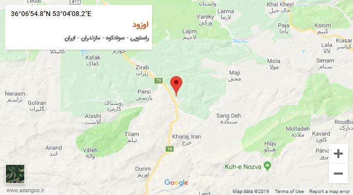 روستای اوزود بر روی نقشه