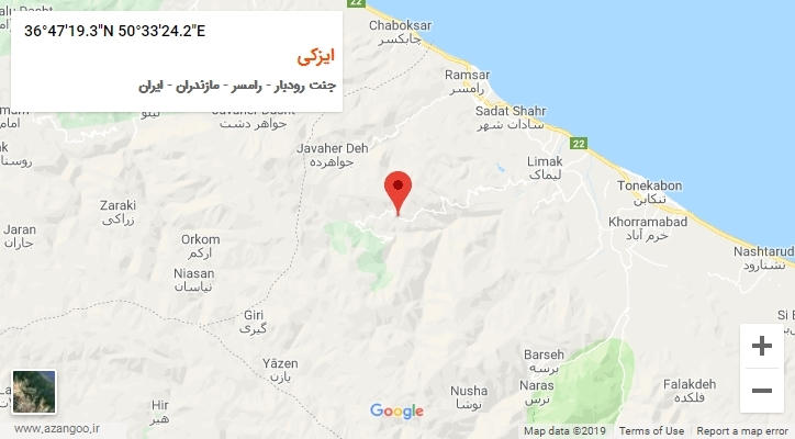 روستای ایزکی بر روی نقشه