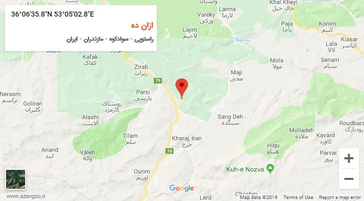 روستای ازان ده بر روی نقشه
