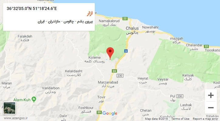 روستای ازار بر روی نقشه