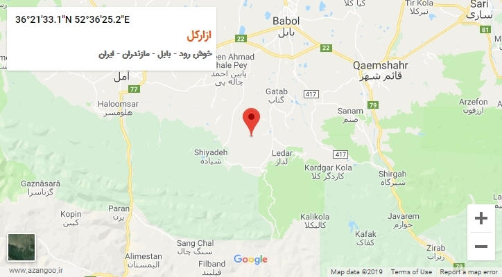 روستای ازارکل بر روی نقشه