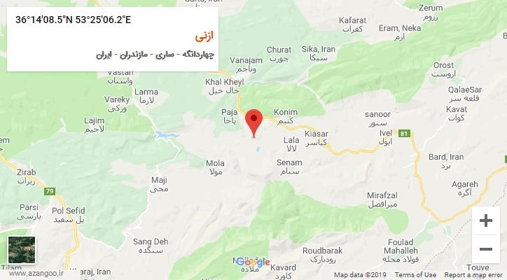 روستای ازنی بر روی نقشه