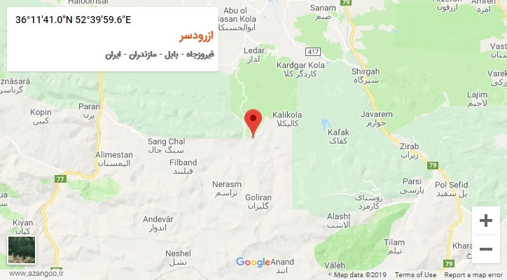 روستای ازرودسر بر روی نقشه