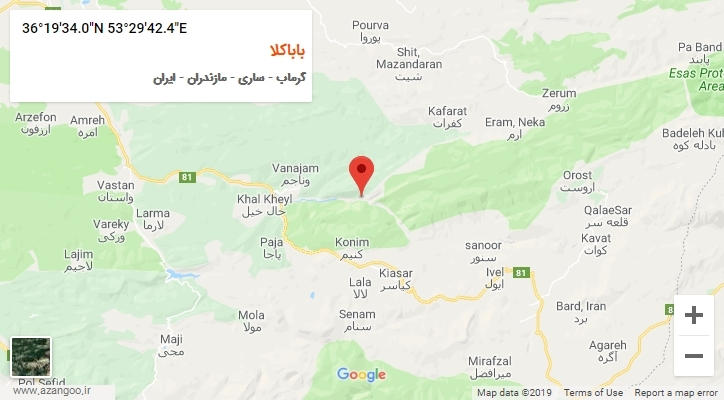 روستای باباکلا بر روی نقشه