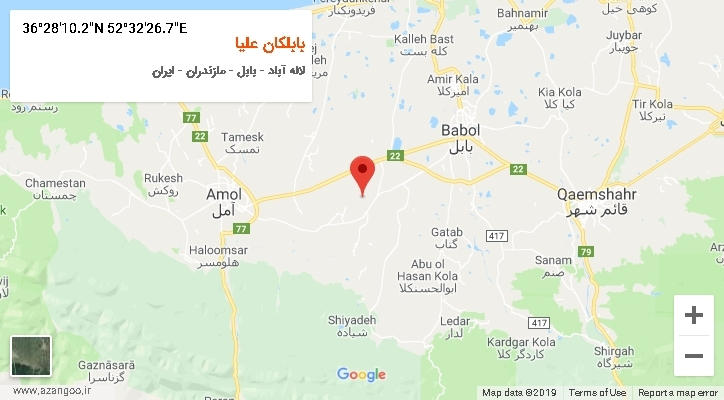 روستای بابلکان علیا بر روی نقشه
