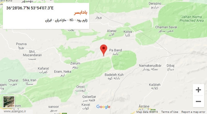 روستای بادابسر بر روی نقشه