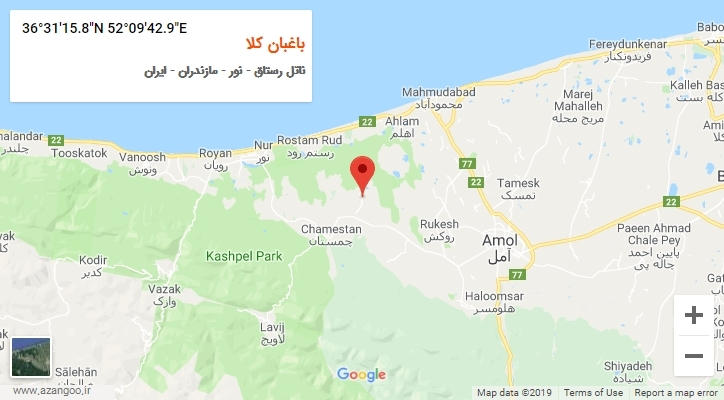 روستای باغبان کلا بر روی نقشه