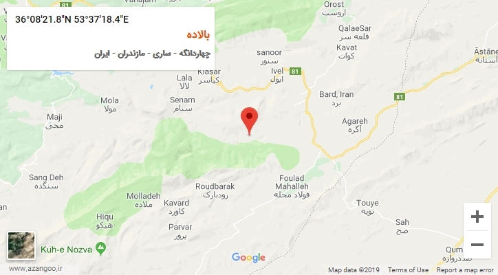 روستای بالاده بر روی نقشه