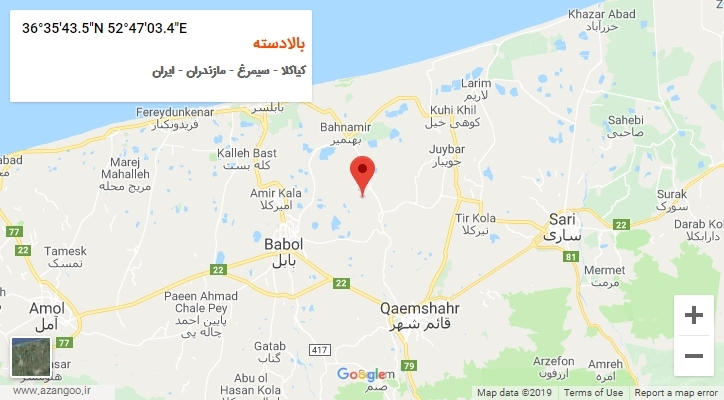 روستای بالادسته بر روی نقشه