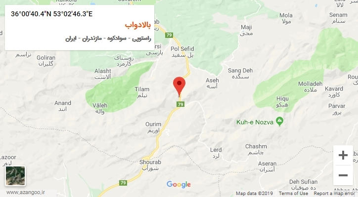روستای بالادواب بر روی نقشه