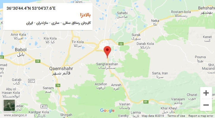 روستای بالادزا بر روی نقشه