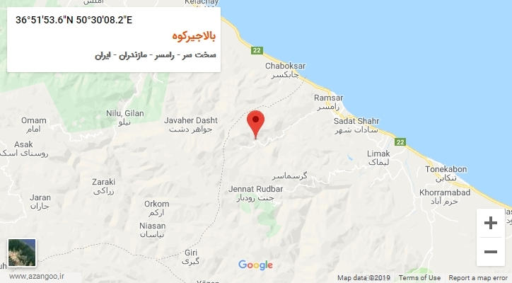 روستای بالاجیرکوه بر روی نقشه