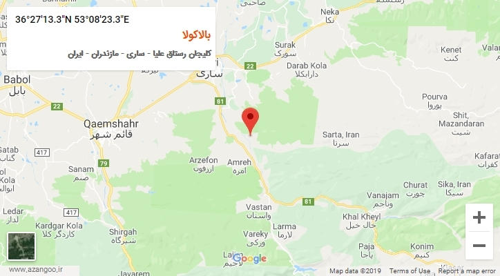 روستای بالاکولا بر روی نقشه