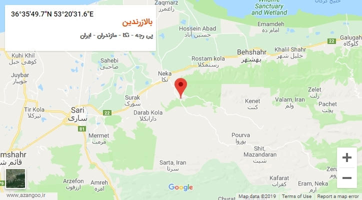 روستای بالازرندین بر روی نقشه