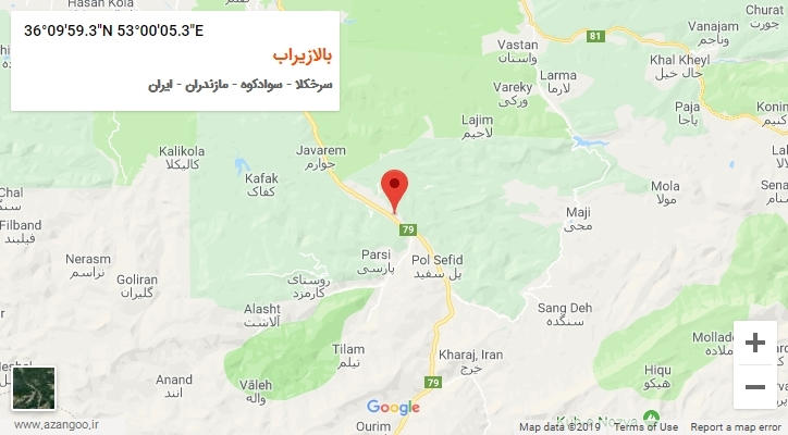 روستای بالازیراب بر روی نقشه