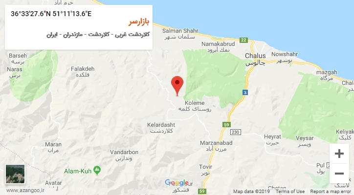 روستای بازارسر بر روی نقشه