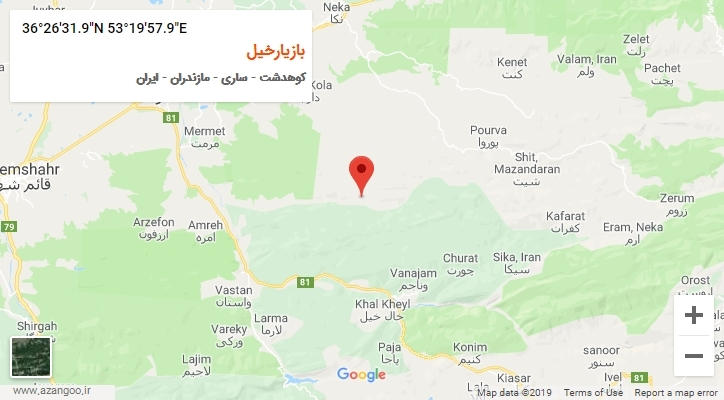 روستای بازیارخیل بر روی نقشه