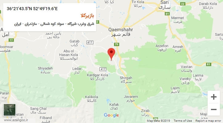 روستای بازیرکلا بر روی نقشه