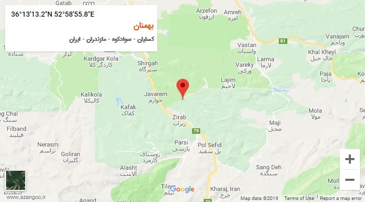 روستای بهمنان بر روی نقشه