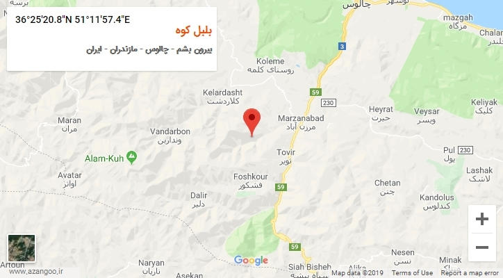 روستای بلبل کوه بر روی نقشه