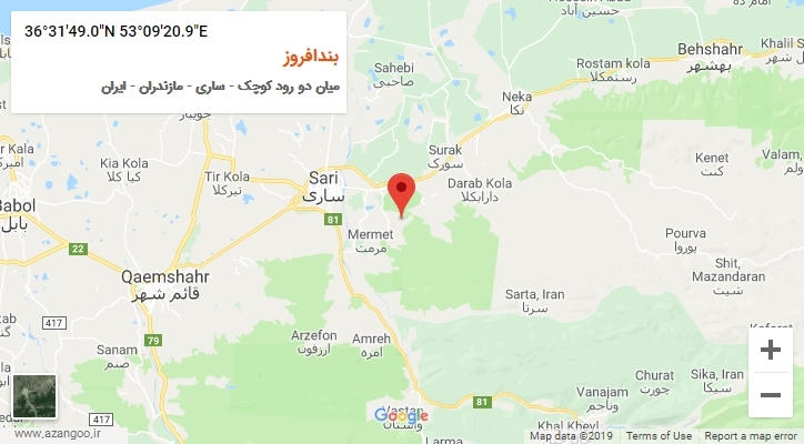 روستای بندافروز بر روی نقشه