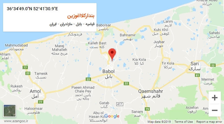 روستای بندارکلااغوزین بر روی نقشه