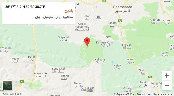 روستای بندبن بر روی نقشه