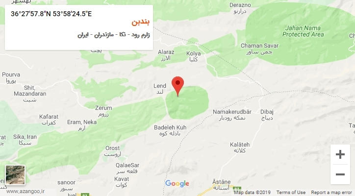روستای بندبن بر روی نقشه