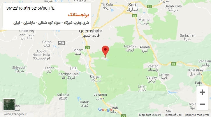 روستای برنجستانک بر روی نقشه