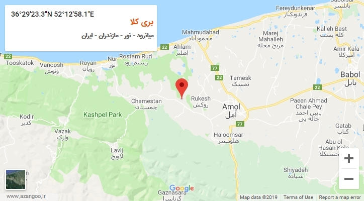 روستای بری کلا بر روی نقشه