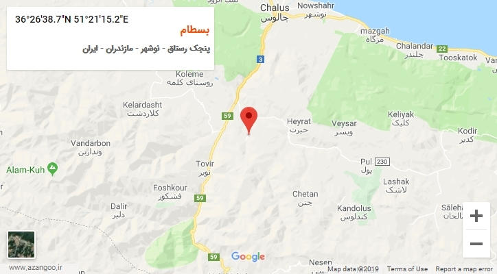 روستای بسطام بر روی نقشه
