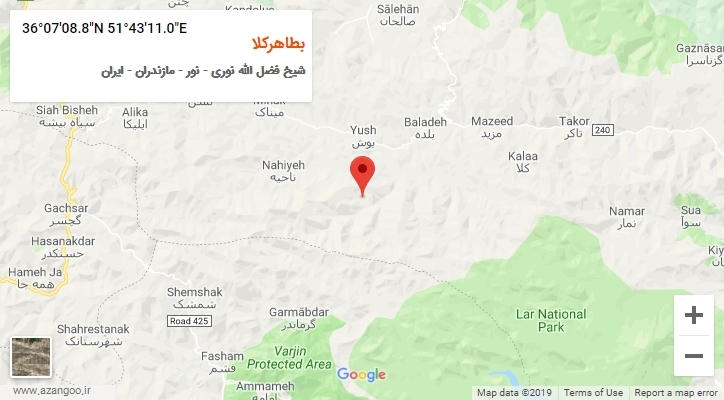 روستای بطاهرکلا بر روی نقشه