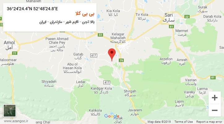 روستای بی بی کلا بر روی نقشه