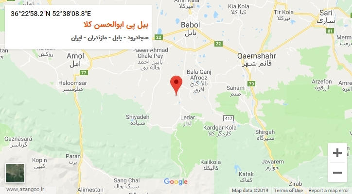 روستای بیل پی ابوالحسن کلا بر روی نقشه