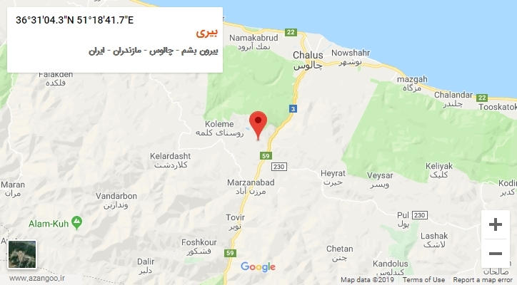 روستای بیری بر روی نقشه
