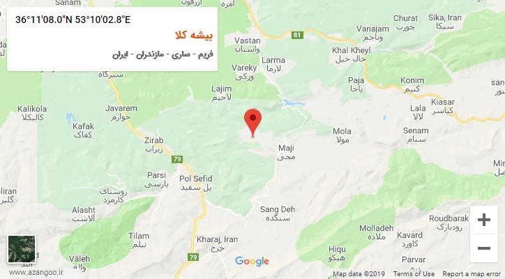روستای بیشه کلا بر روی نقشه