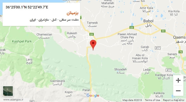 روستای بزمینان بر روی نقشه