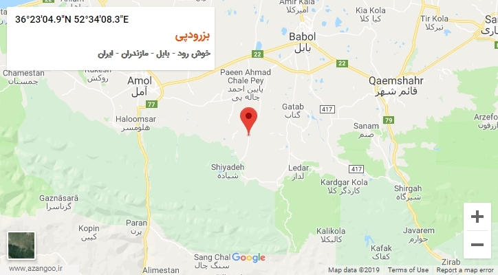 روستای بزرودپی بر روی نقشه