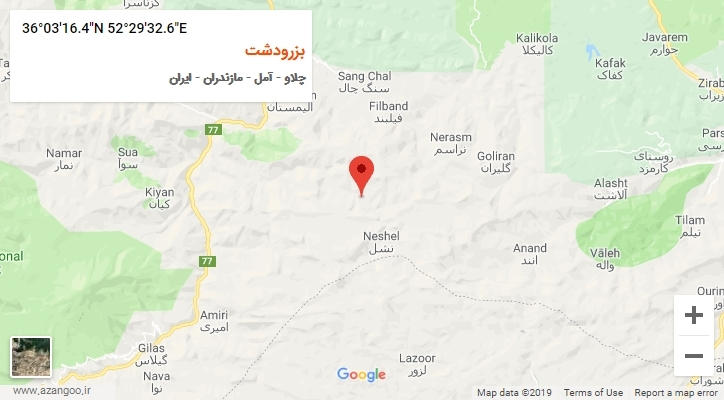 روستای بزرودشت بر روی نقشه