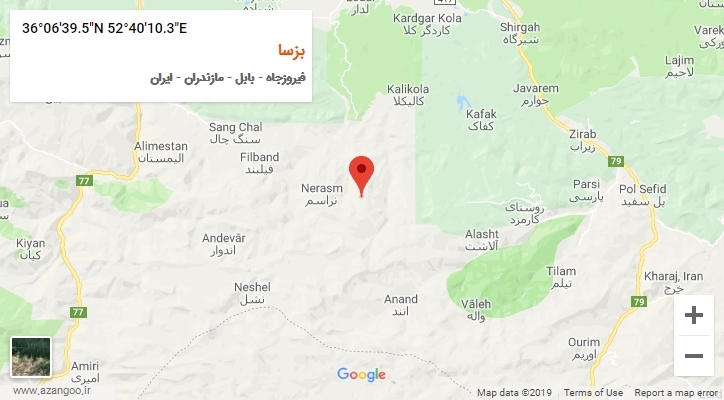 روستای بزسا بر روی نقشه