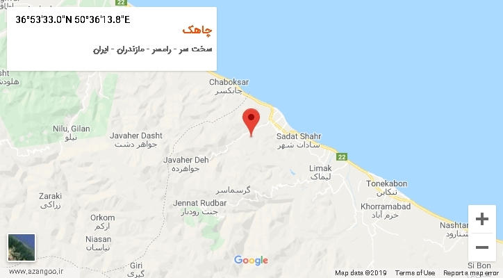 روستای چاهک بر روی نقشه