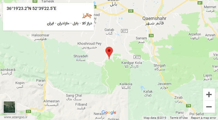 روستای چالرز بر روی نقشه